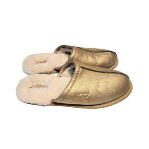 Ugg Pearle Scuff Leather Shearling Slippers
